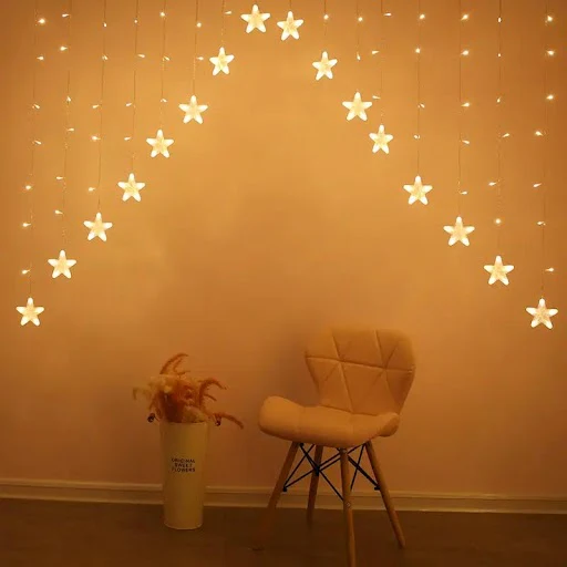 16 Star V Shaped Gateway Curtain String Lights with 8 Flashing Modes For Christmas/ Home Decoration - Image 4