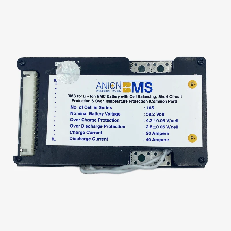 16S 60V/59.2V 40A BMS for Lithium Ion NMC Battery With Cell Balancing (Common Port) - Image 2