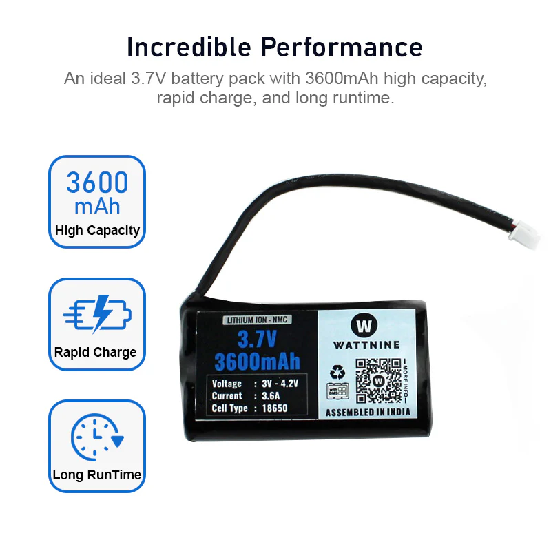 WATTNINE® 3.7V 3600mah Lithium Battery Pack with 3 year warranty - Image 3