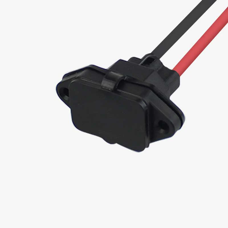 3 Pin Male Connector / IEC Screw Panel Mount Power Socket with 10AWG Wire and Rubber Cover - Image 3