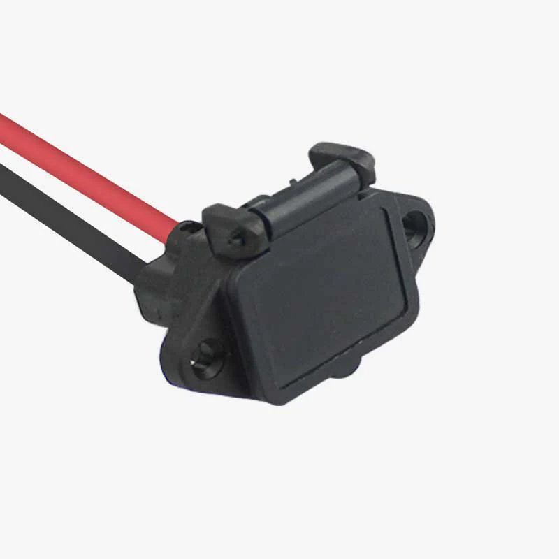 3 Pin Male Connector / IEC Screw Panel Mount Power Socket with 10AWG Wire and Plastic Cover - Image 2