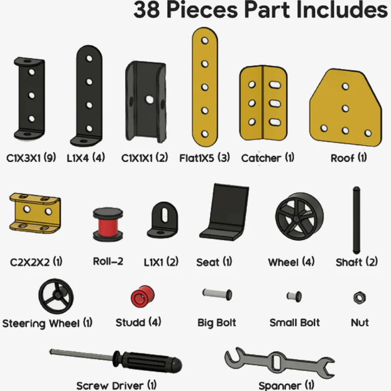 5-in-1 Mecha Racer DIY Construction Kit - 38 Pieces STEM Toy for Kids 8+ - Image 3