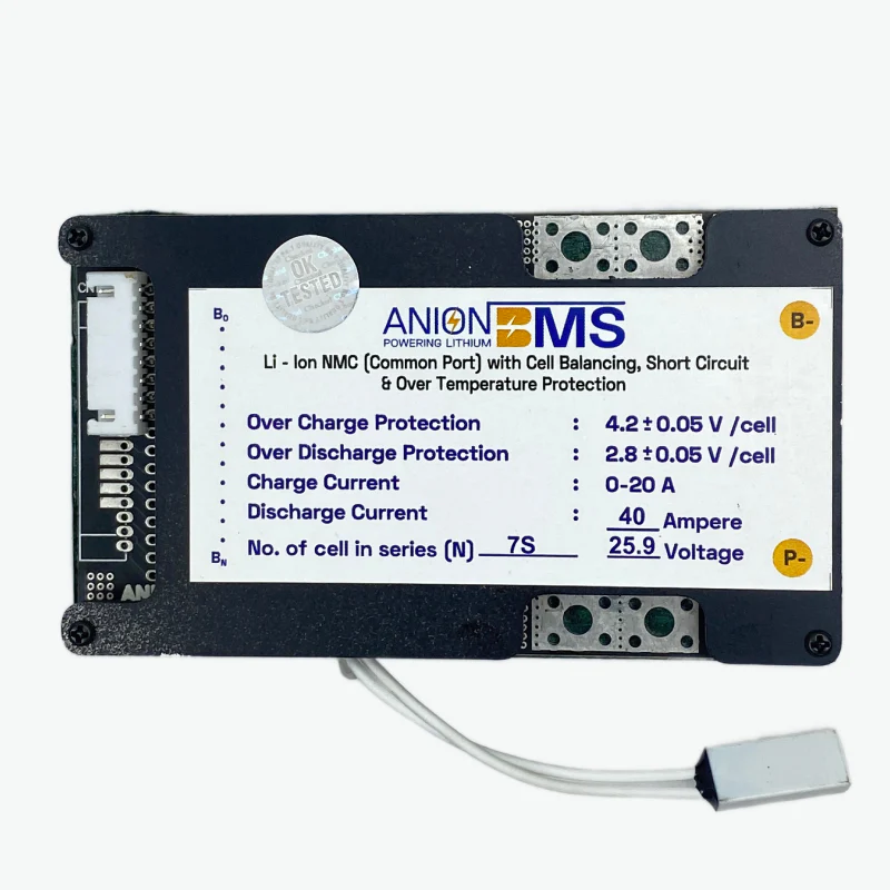 7S 24V/25.9V 40A BMS for Lithium Ion NMC Battery With Cell Balancing (Common Port) - Image 2