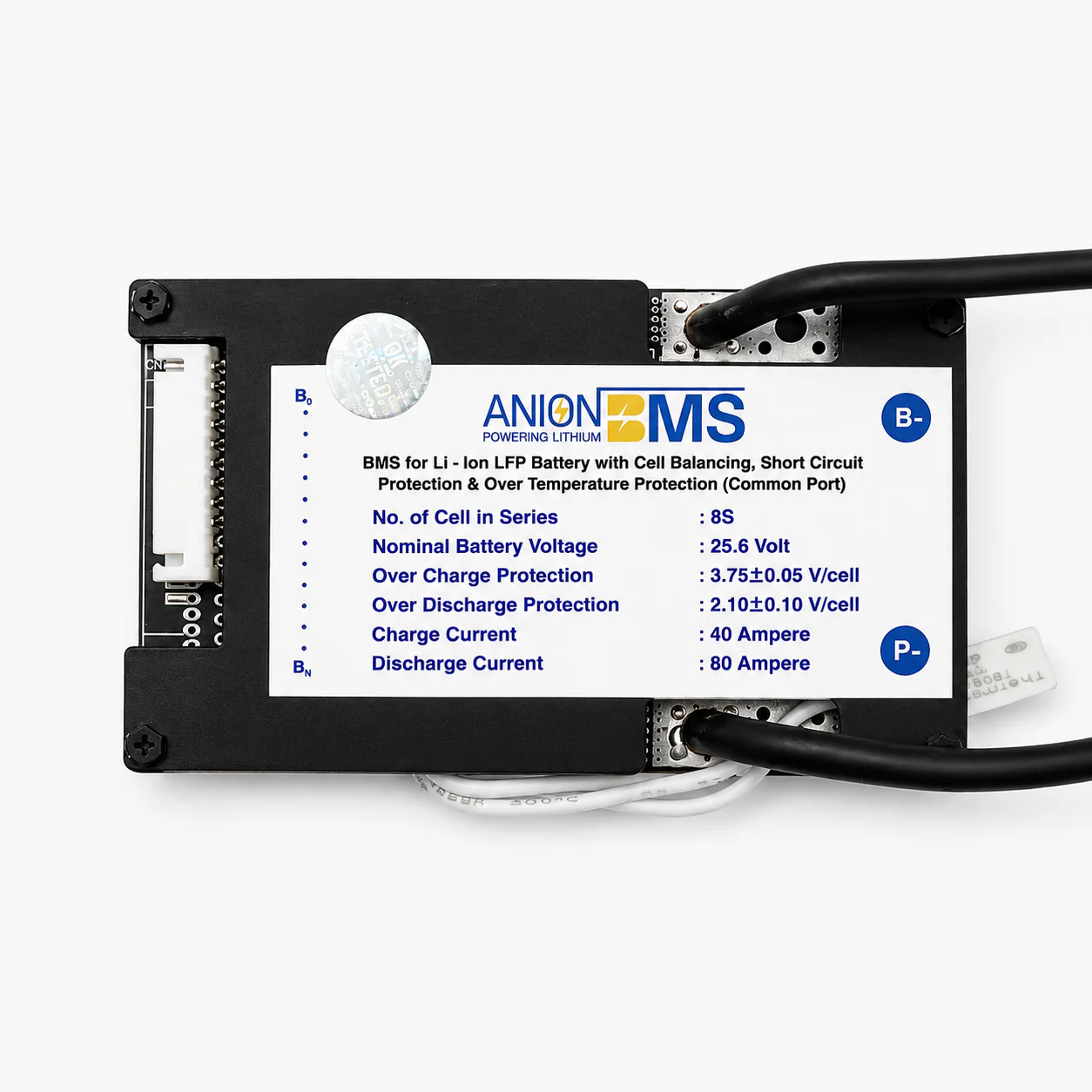 8S 25.6V 80A BMS for Lithium Ion LFP Battery With Cell Balancing (Common Port) - Image 2