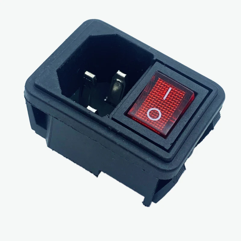 AC-04 3 Pin AC Power Socket with Indicator Switch Panel Mount