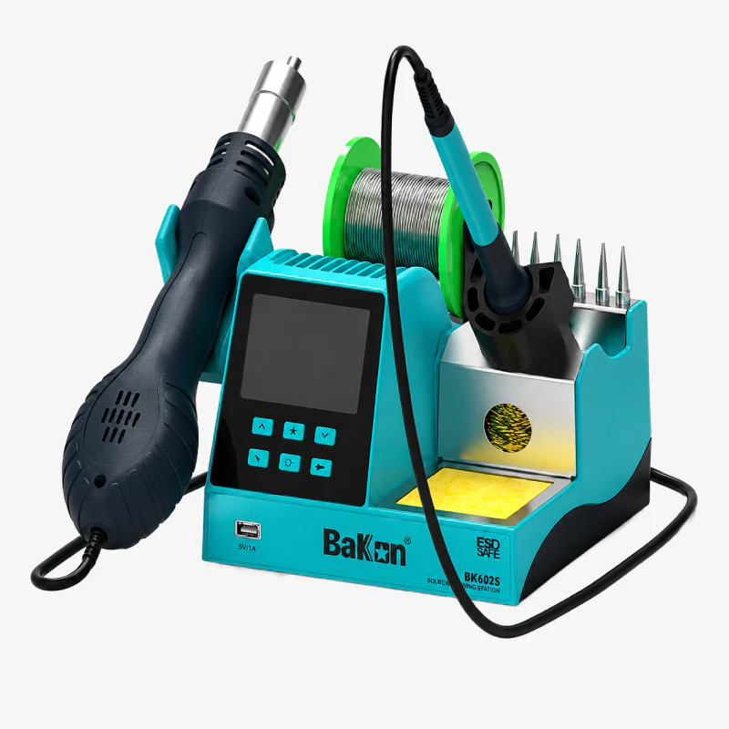 Bakon BK602S 2-in-1 Digital Display Soldering Station with 90W soldering iron + 550W hot air station - Image 2