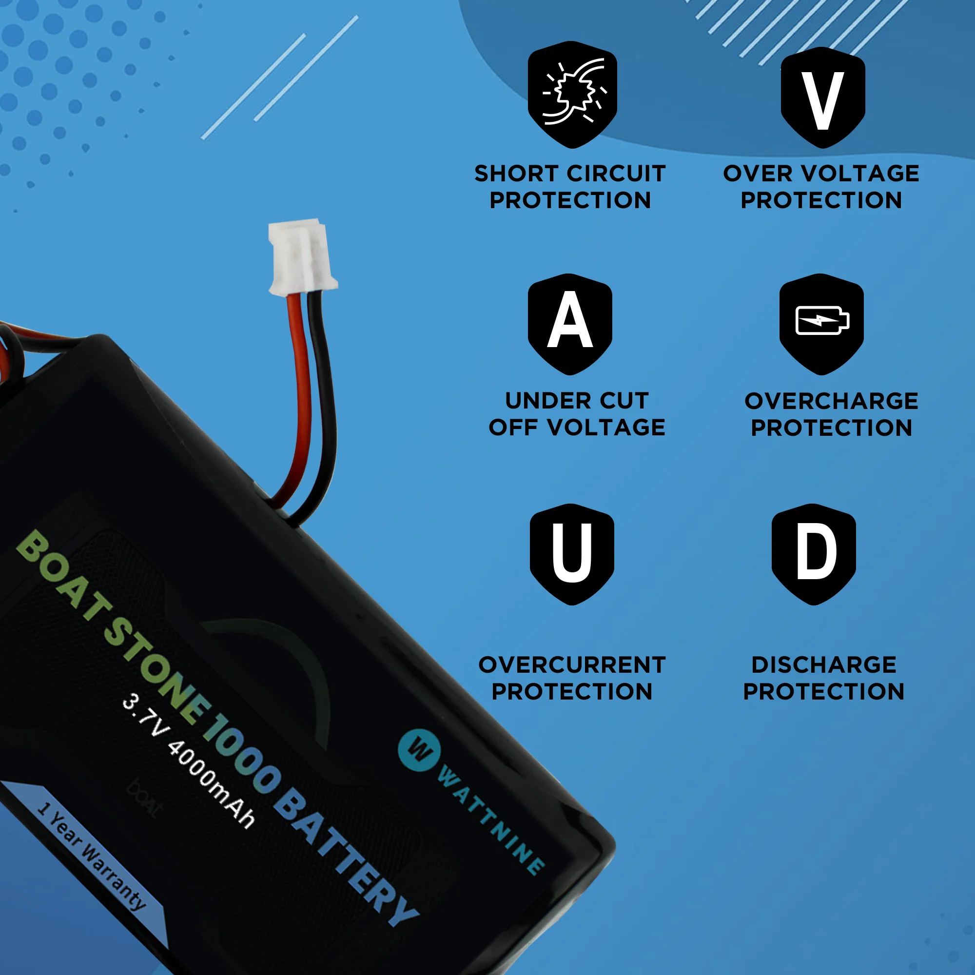 Boat Stone 1000 Battery with 1 Year Warranty - Image 3