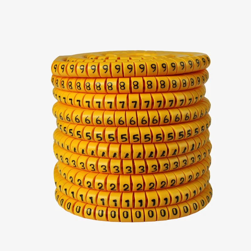 Cable Marker 10.0 sq mm PVC Ferrules Numbers 0-9 (each 100) - Self Locking