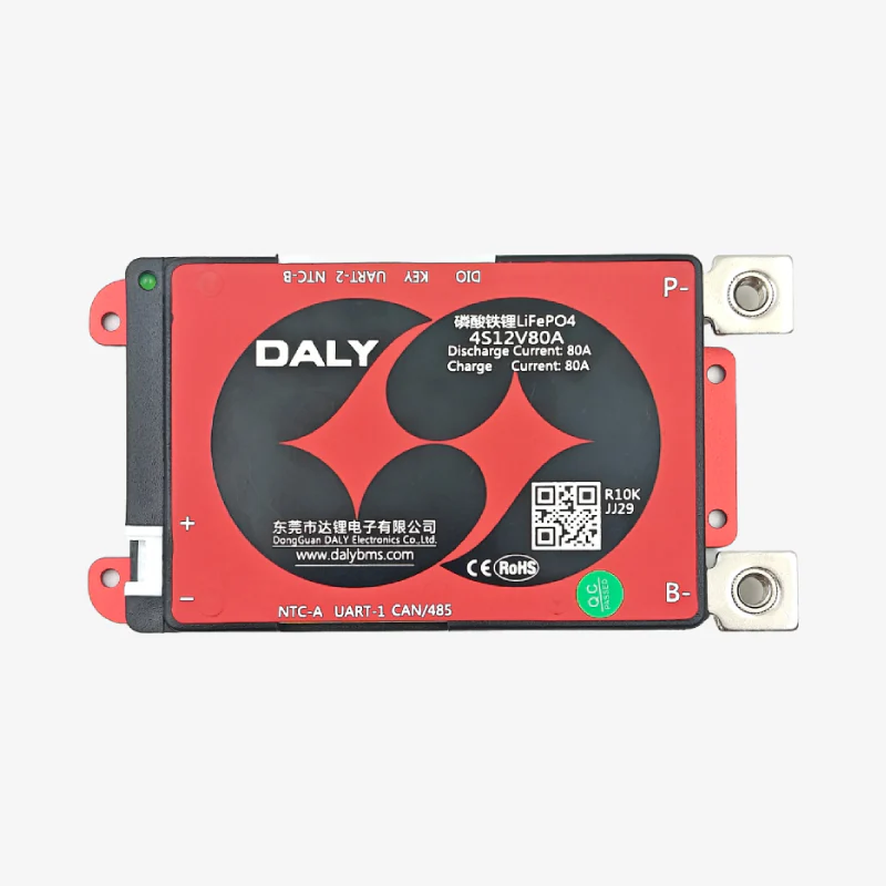 DALY Smart BMS 4S 12.8V 80A LiFePo4 Battery Management System with UART, CAN, RS485 and Bluetooth Communication Support