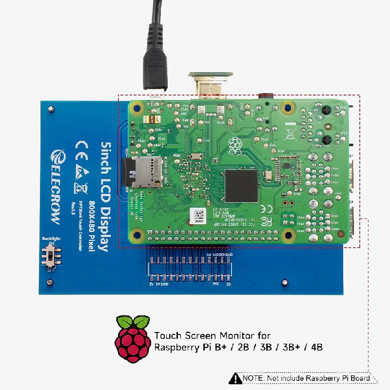Elecrow RR050 5inch 800x480 Resistive Touch Screen TFT Display for Raspberry Pi - Image 3