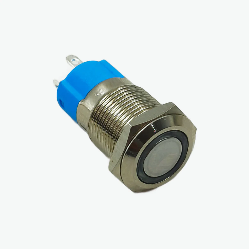 Flat Head 12MM 12V-24V Latching Metal Push Button Switch - Red (4-Pin IP67 Waterproof Ring LED Illumination) - Image 3
