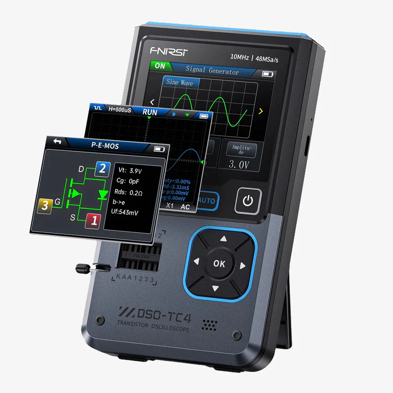 FNIRSI® DSO-TC4 3-IN-1 10MHz 48MSa/s Digital Oscilloscope Transistor Tester Signal Generator - Image 2