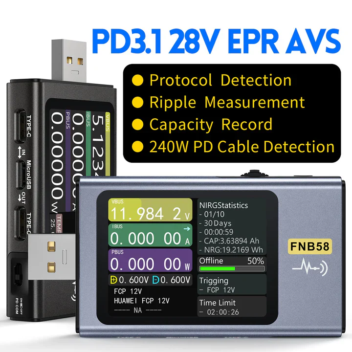 FNIRSI® FNB58 USB Fast Charge Tester - Image 4
