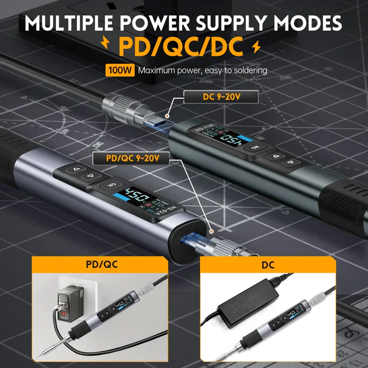 FNIRSI® HS-02A Plus Intelligent Electric Soldering Iron (6 Tips) - Image 3