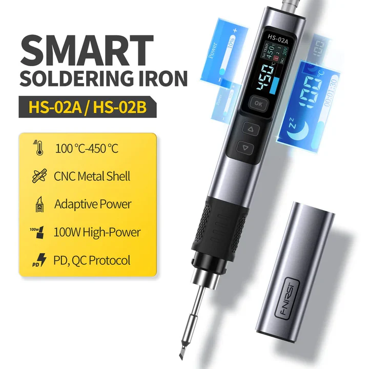FNIRSI® HS-02A Plus Intelligent Electric Soldering Iron (6 Tips) - Image 4