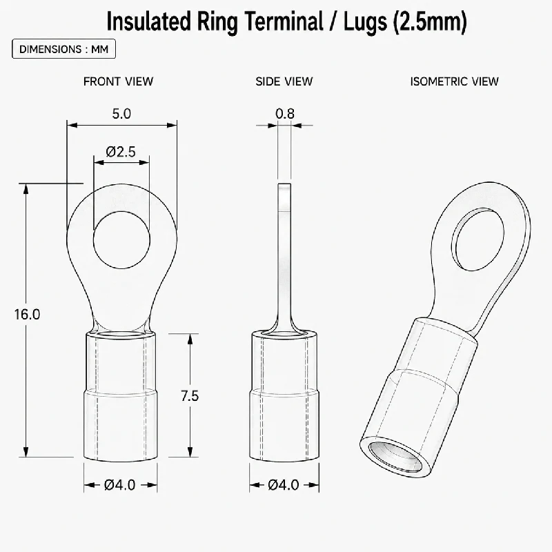 Insulated Ring Terminal / Lugs (2.5mm) - Image 2