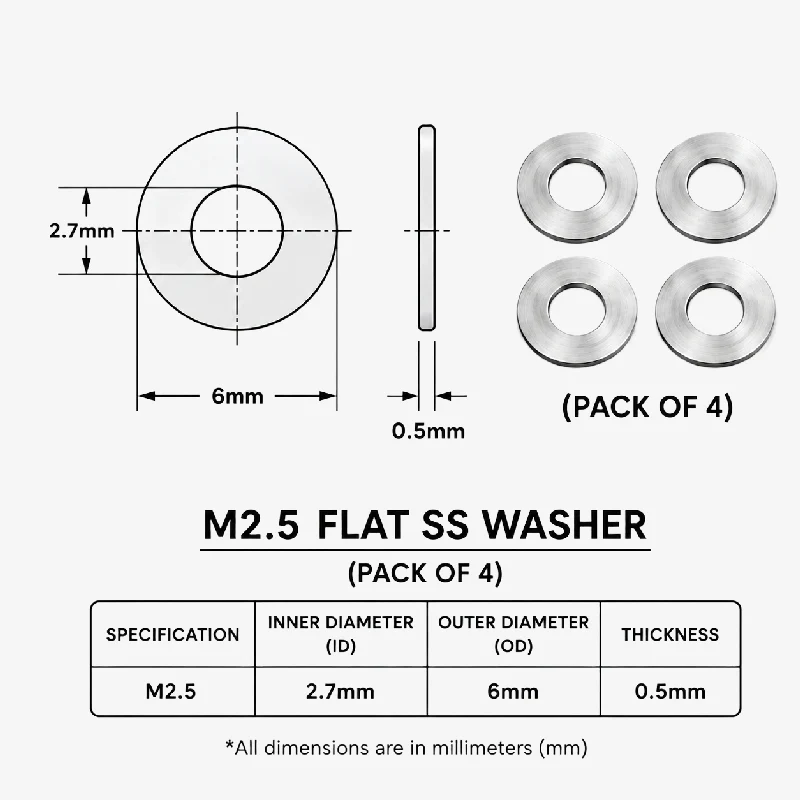 M2.5 Flat SS Washer (Pack of 4) - Image 2