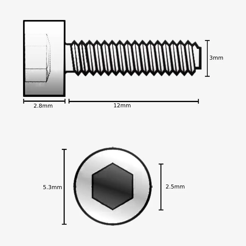 M3 X 12mm Hex Allen Socket Head SS202 Bolt (Pack of 10) - Image 2