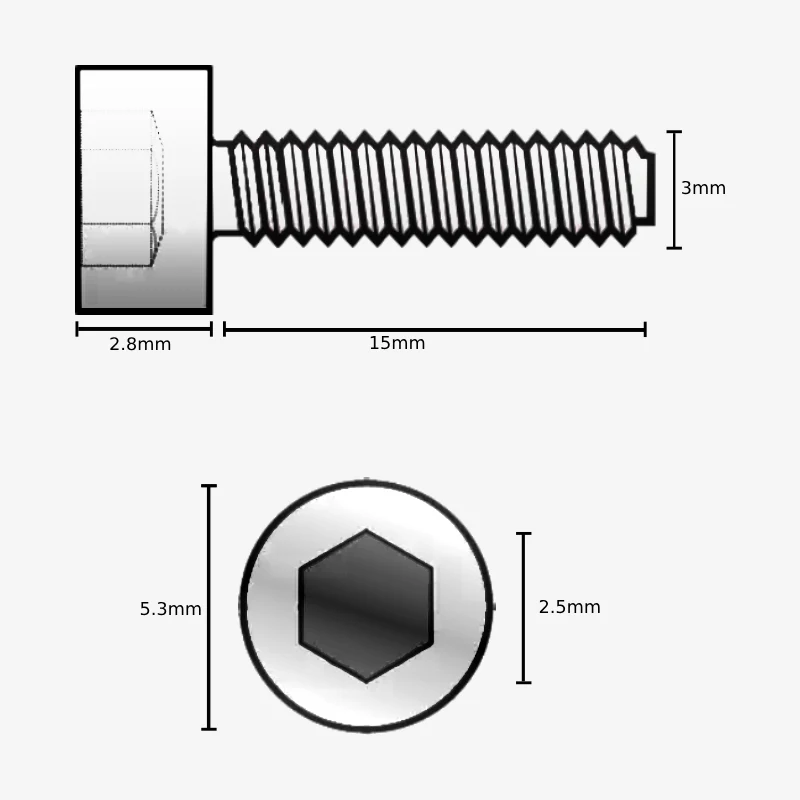 M3 X 15mm Hex Allen Socket Head SS202 Bolt (Pack of 10) - Image 2