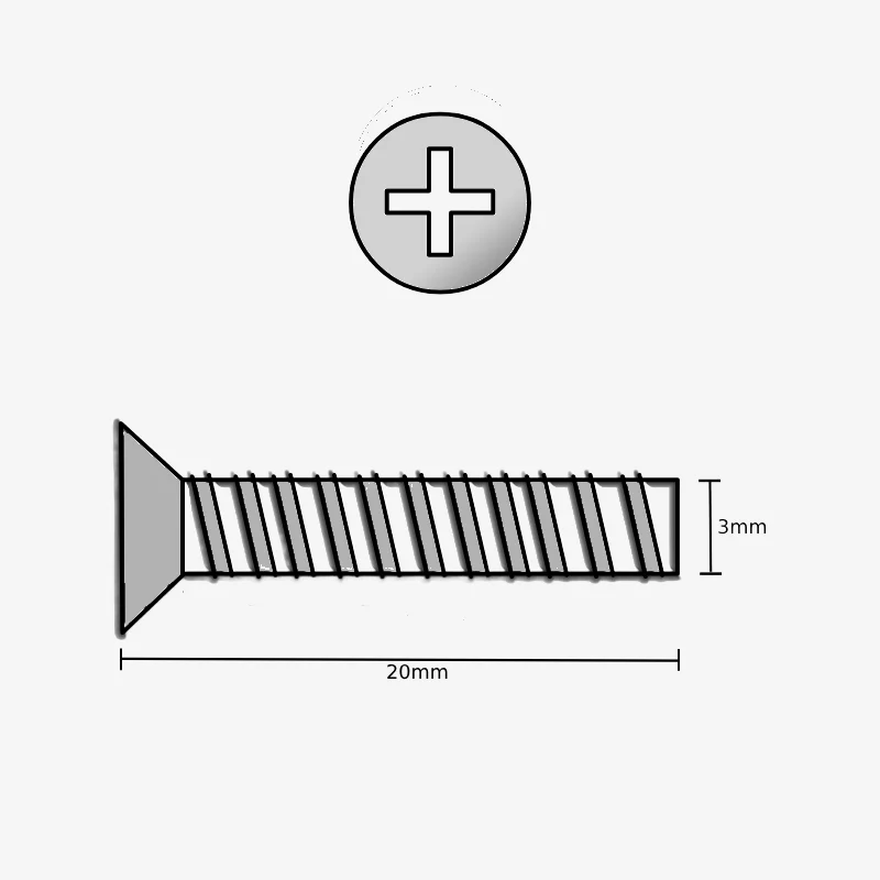 M3 X 20mm CSK Phillips Head SS Bolt (Pack of 10) - Image 2