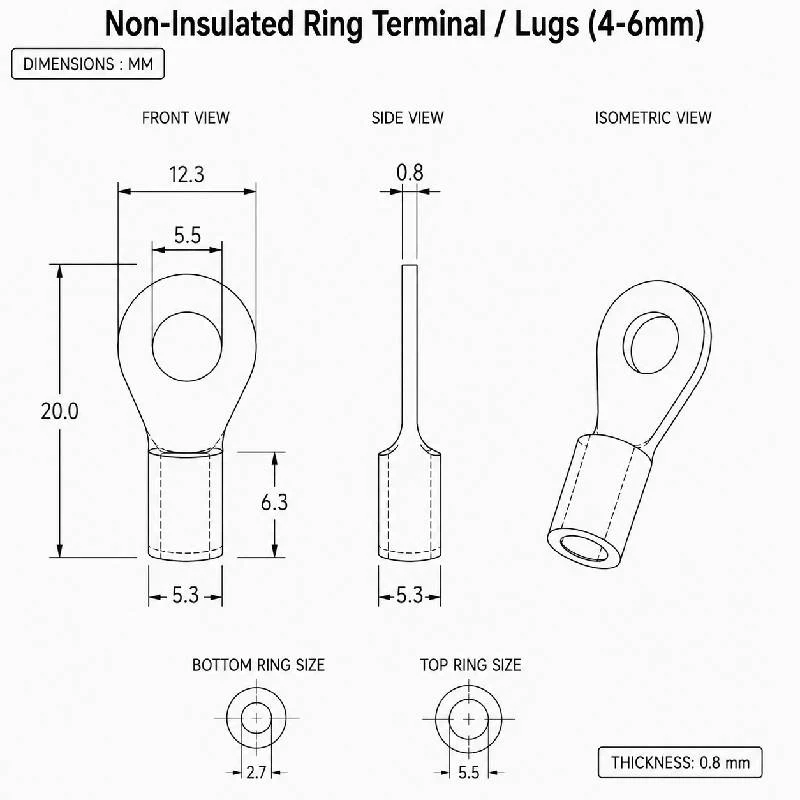 Non-Insulated Ring Terminal / Lugs (4-6mm) - Image 2