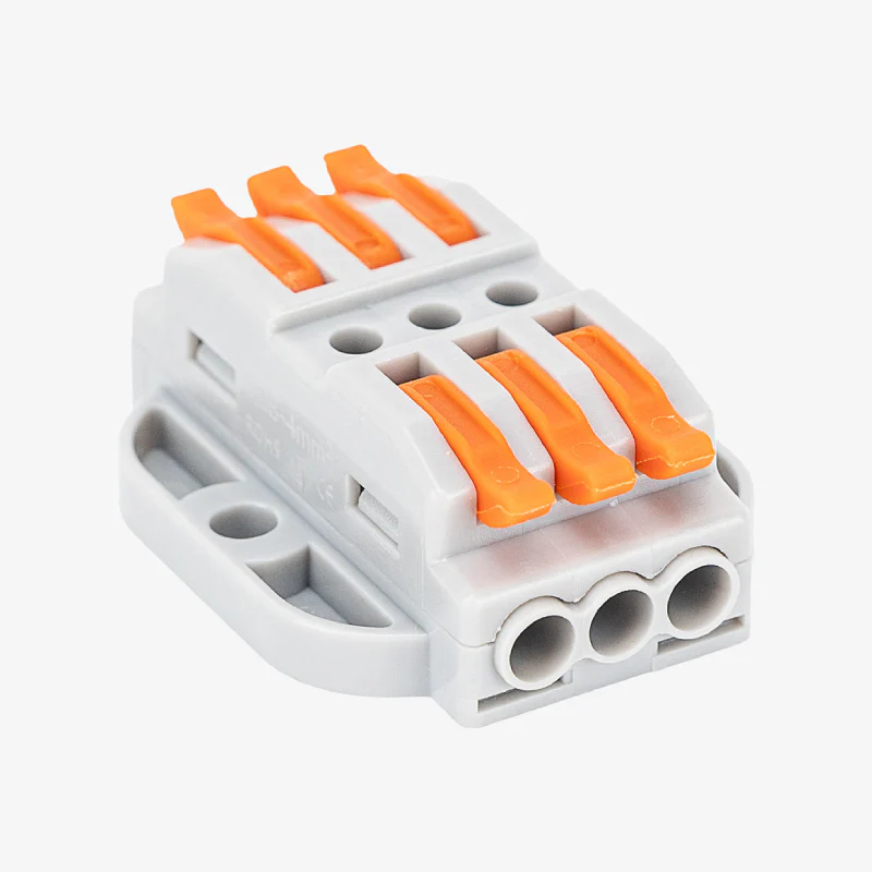 PCT-223-3 Stationary Type Quick Connection 3 Pole Wire Connector Terminal Block with Spring Lock Lever for Cable Connection - Image 2