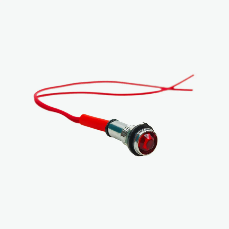 Red 220V 9mm Diamond LED Metal Indicator Light with 15CM Cable