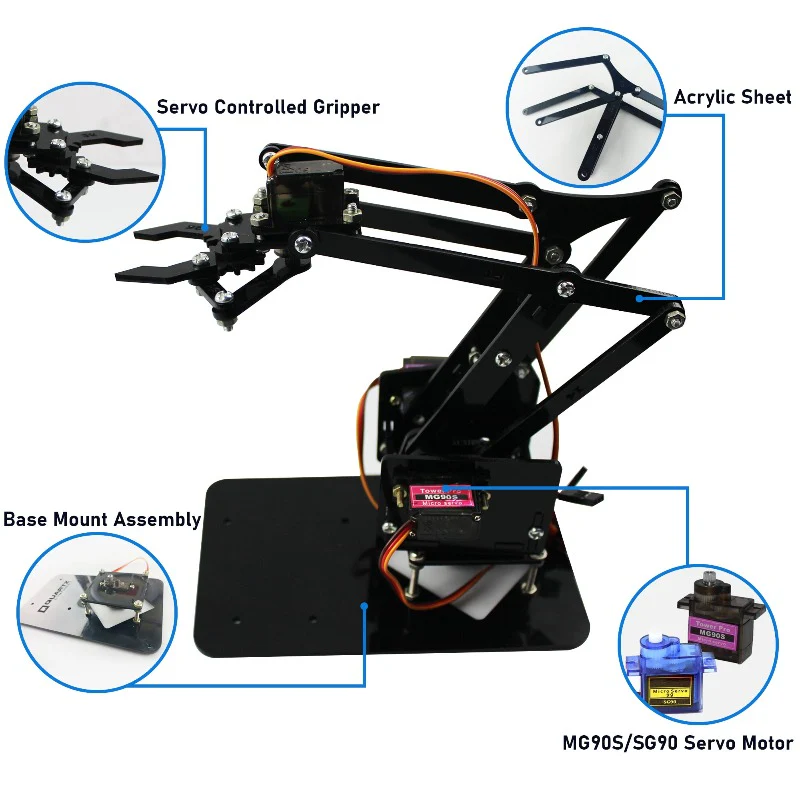 DIY Robotic Arm - Acrylic DIY Kit with Nuts, Bolts and Full Assembly guide (Without Servo) - Image 4