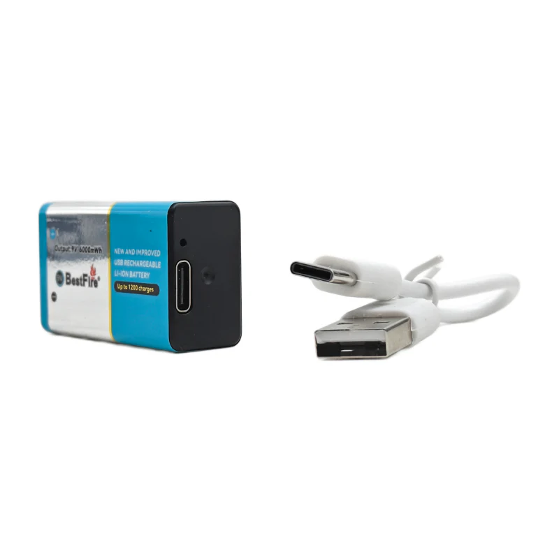 BestFire 9V 1200mAh USB Type-C Rechargeable Li-ion Battery - 6000mWh - Image 3