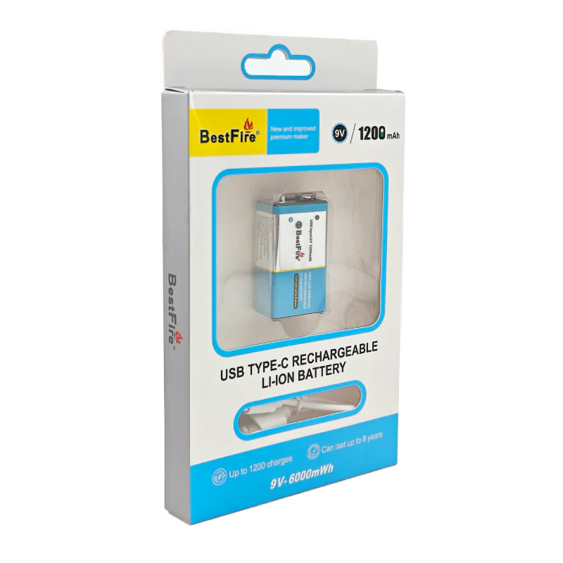 BestFire 9V 1200mAh USB Type-C Rechargeable Li-ion Battery - 6000mWh - Image 5