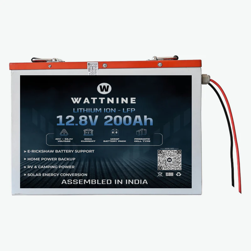 WATTNINE® 12.8V 200Ah LiFePO4 Lithium Inverter Battery Pack