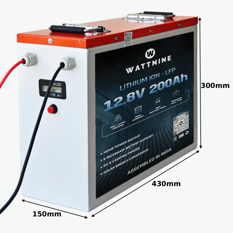 WATTNINE® 12.8V 200Ah LiFePO4 Lithium Inverter Battery Pack - Image 4