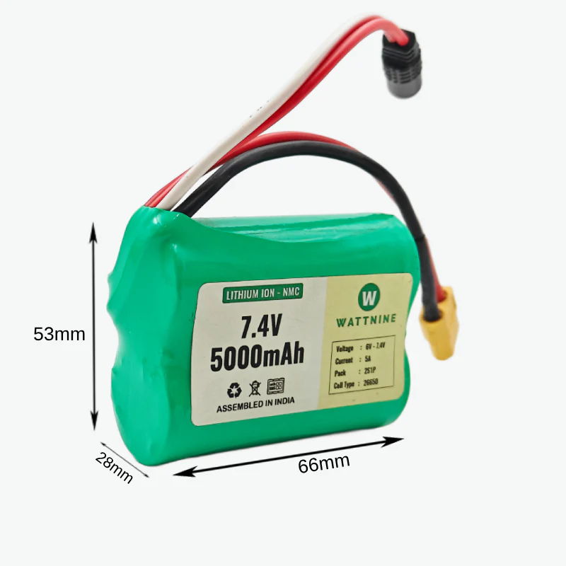 WATTNINE® 7.4V 5000mAh Rechargeable Lithium Battery with Warranty for GPS, CCTV, Industrial and Commercial Application - Image 3