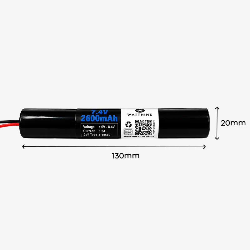WATTNINE® 7.4V 2600mAh Rechargeable Lithium-ion NMC Battery Pack with Warranty for GPS, CCTV, and Commercial Application - Image 3