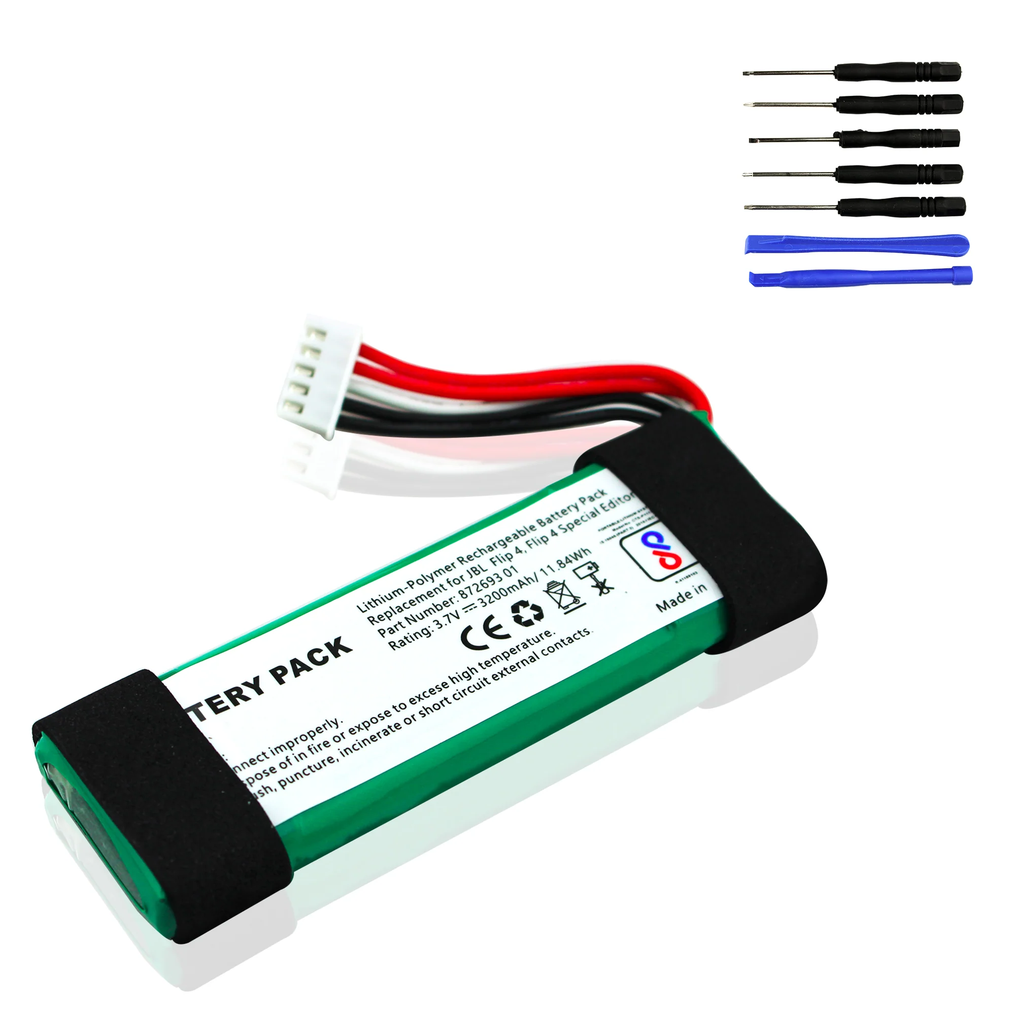 WATTNINE JBL Flip 4 Battery Replacement Kit - 3.7V 3200mAh High Quality Lipo battery with tools for Home Replacement - Image 7