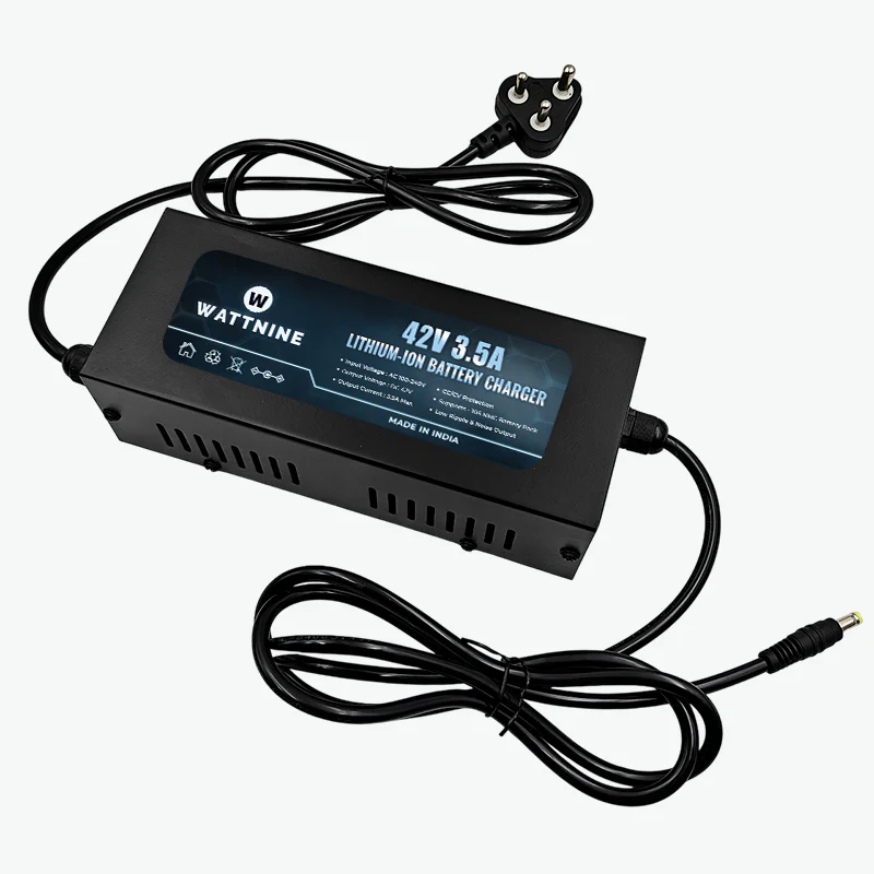WATTNINE 42V 3.5A Lithium-Ion Battery Charger for 10S NMC Battery Pack - 147W Table-Top Charger with CC & CV