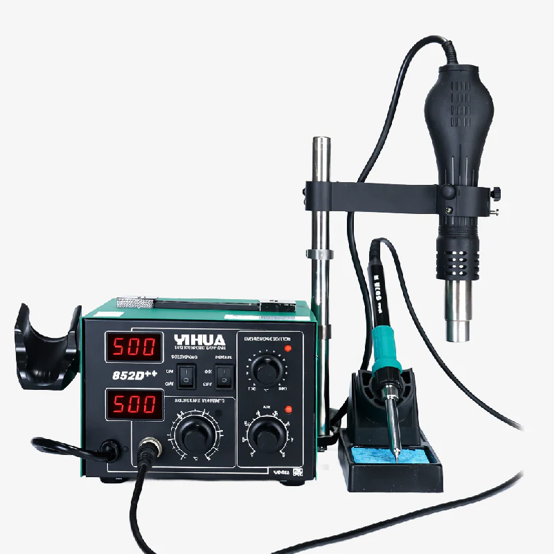 YIHUA 852D++ Hot Air Rework Station with Soldering Iron & Hot Air Bracket - Image 2